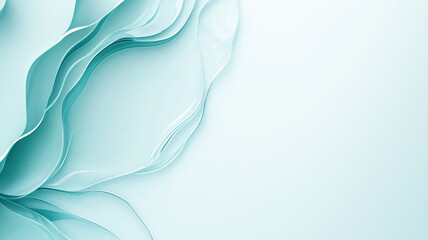 Translucent cyan waves with frosted texture on white background
