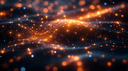 Fototapeta premium Abstract Glowing Particle Waveform Digital Art