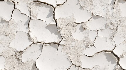 Obraz premium Cracked White Earth Texture - Dry Soil Background
