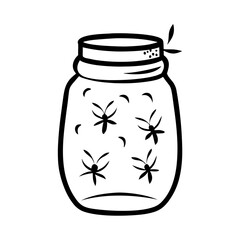 Jar with flying insects illustration