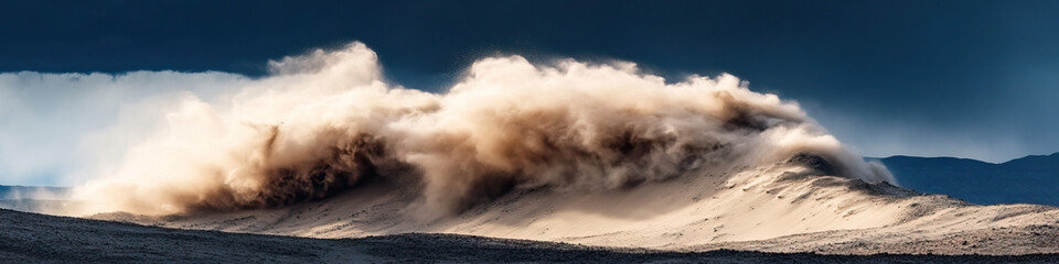 Dust Cloud Erupting from Sandy Hillside