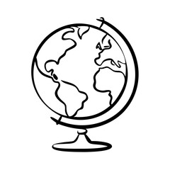 Globe illustration on a simple white background