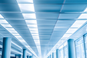 Obraz premium Modern Office Ceiling with Contemporary Architecture and White Lights : Generative AI