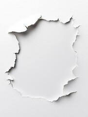 Torn Paper Frame Background - A high resolution image of a torn piece of white paper revealing a blank space in the center. Ideal for design elements.
