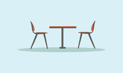 Restaurant table and chair vector illustration