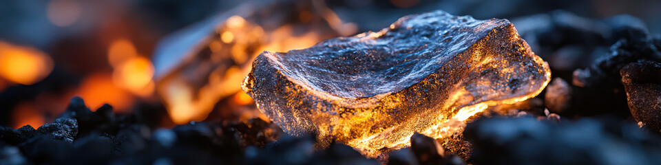 Glowing Metallic Fragment in Embers
