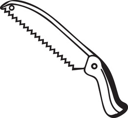Pruning Saw Rustic Tool for Gardening, Silhouette vector art illustration