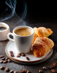 cup of coffee and croissant