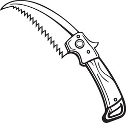 Pruning Saw Rustic Tool for Gardening, Silhouette vector art illustration