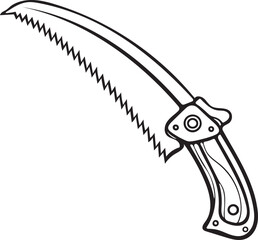 Pruning Saw Rustic Tool for Gardening, Silhouette vector art illustration