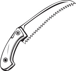 Pruning Saw Rustic Tool for Gardening, Silhouette vector art illustration