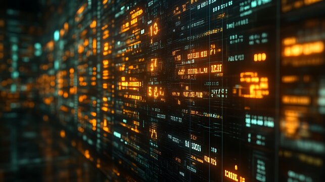 Abstract digital data stream wall.