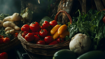 Vibrant Collection of Organic Vegetables, Fresh and Ready for Culinary Creations.illustration