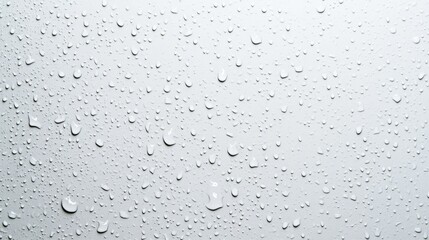 top-down view of raindrops on textured glass creating soft patterns with subtle reflections under natural light