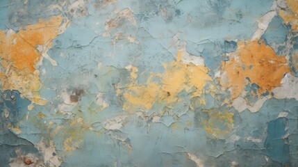 Wall with peeling paint. Texture of old concrete wall for background. A dilapidated building wall in need of major repairs. Facade of a house with damaged plaster. Photophone for retro photography.