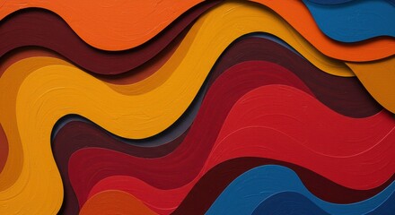 Abstract Waves: A mesmerizing abstract background with dynamic, undulating waves in a vibrant palette of red, blue, orange, and yellow, creating a sense of energy and movement. 