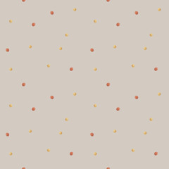 Watercolor geometric pattern with polka dots, confetti, dot. Illustration of mug in beige, red on mocha background. Holiday seamless print for textiles, fabrics, packaging, clothes, printing, cards