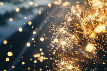 Obraz premium A cluster of sparkling fireworks in a tight shot