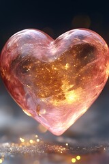 Glowing pink heart crystal.