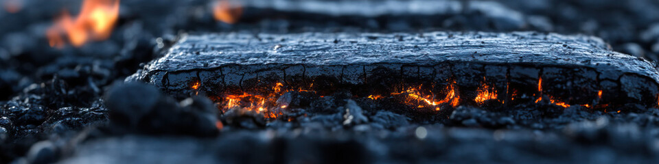Glowing Embers Beneath Dark Slab