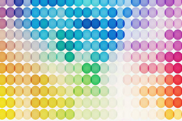 Vibrant pattern of rainbow circles arranged in a grid format on a white background showcasing vivid colors and smooth textures