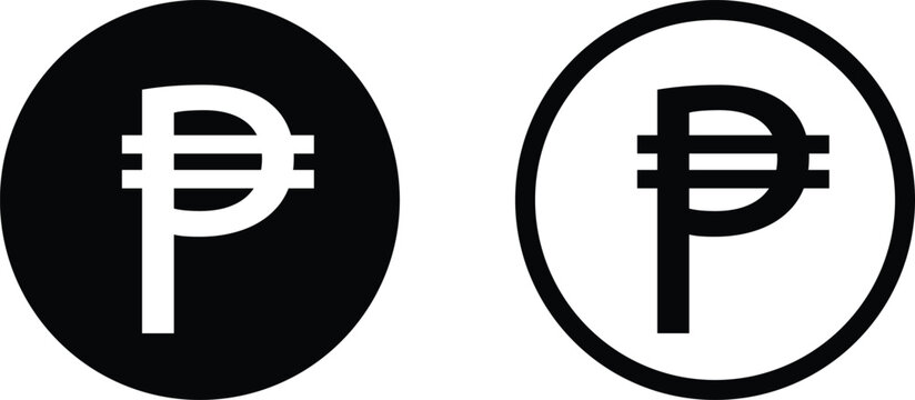 Peso icon set in two styles . Philippine peso icon . Vector