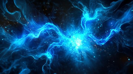 Fototapeta premium Glowing blue data stream, futuristic technology, intricate connections, digital world, high detail and dynamic, abstract and bright
