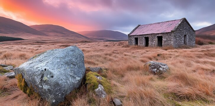 County Leitrim, Ireland, boasts the picturesque scene of an Abandoned Farmhouse in its Rural Irish Landscape