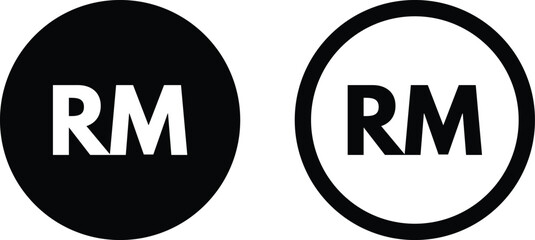 Ringgit currency icon set in two styles . Malaysian currency icon vector