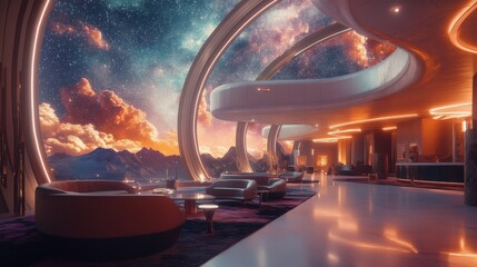 3D rendering ligjting science space