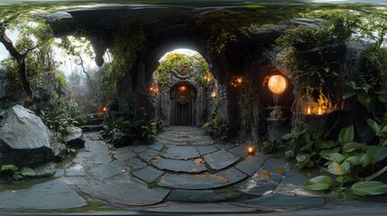 HDRI, environment map , Round panorama, spherical panorama, equidistant projection, Production plant, abstraction,
3d rendering