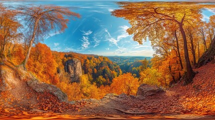 Panorama of the autumn landscape. HDRI, environment map , Round panorama, spherical panorama,...