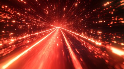 RED FLASHING LIGHTS ON BLACK BACKGROUND, SPEED TRFFIC TRAILS ON THE NIGHT HIGH WAY ROAD, BURSTING...