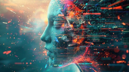 Fototapeta premium A Sci-Fi Inspired Illustration Of A Human Head