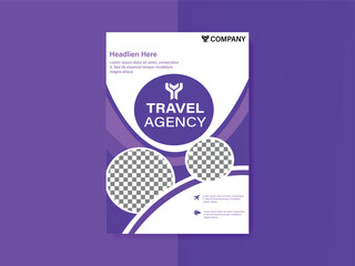 Modern Purple Travel Agency Flyer Design with Circle Placeholders