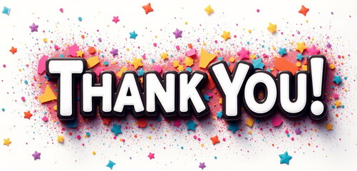 Colorful thank you message with playful confetti background