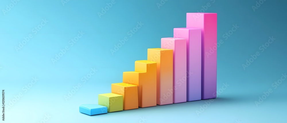 Poster colorful bar chart reflecting growth and progress. vibrant blocks represent data analysis and statis