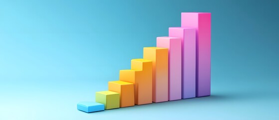 Obraz premium Colorful bar chart reflecting growth and progress. Vibrant blocks represent data analysis and statistical improvement in a visual format.
