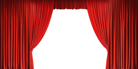 Red Curtain window isolated 