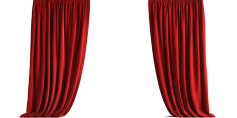 Red Curtain window isolated 