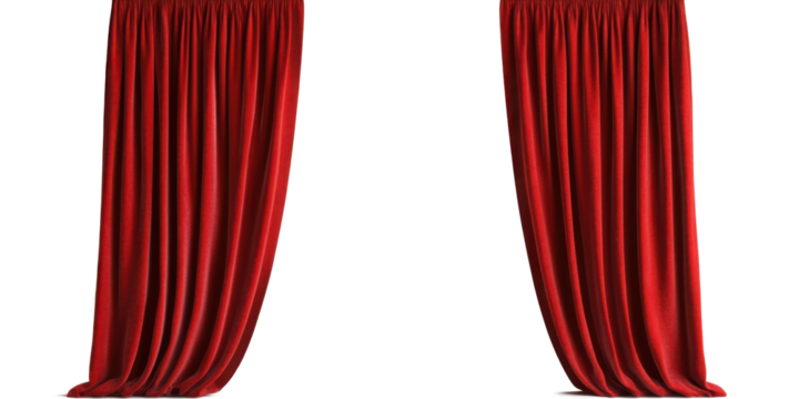 Red Curtain window isolated 