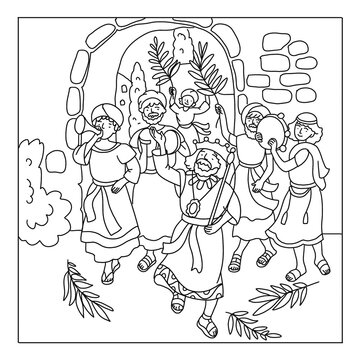 people celebrating with king, black and white clip art preview