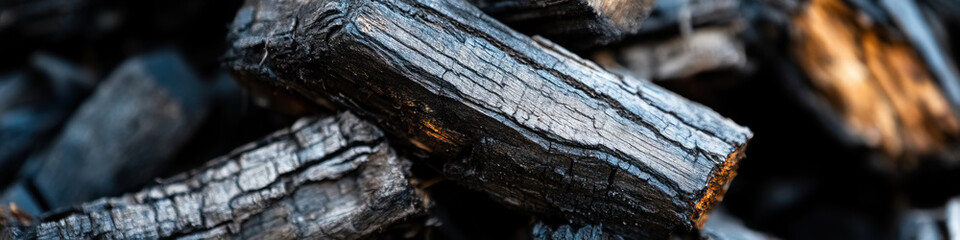 Charred Wood Pile Close-up
