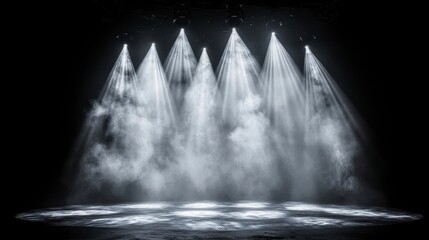 Stage spotlights illuminating smoky atmosphere.