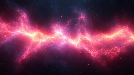 Fototapeta premium Cosmic Nebula Pink Energy Waves Across Space