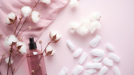 Pink Cosmetic Set with Cotton Flower
