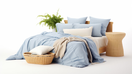 Bedroom Set with Blue Comforter and Pillows