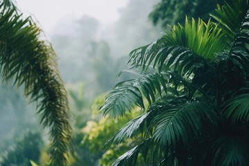 Obraz premium A palm tree in a dense forest, perfect for environmental or travel images