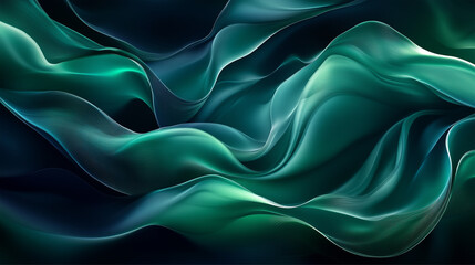 Fototapeta premium A mesmerizing blend of green and blue flowing waves in motion.