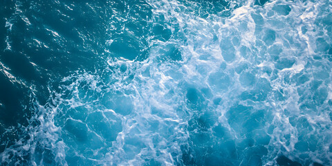 Vibrant Rolling Ocean Waves Captured from Above with Turquoise Water : Generative AI